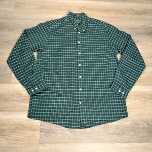 Eddie Bauer Wrinkle Resistant Relaxed Fit Casual Button Down TXL Green Plaid